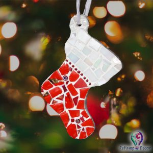 Glass Mosaic Christmas Tree Ornament "Red boot"