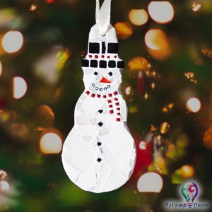Glass Mosaic Christmas Tree Ornament "Snowman"