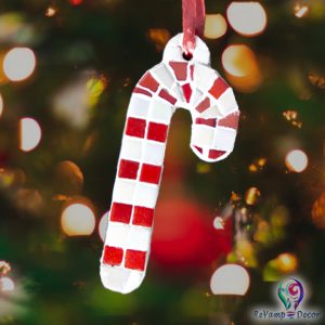 Glass Mosaic Christmas Tree Ornament "Candy Cane"