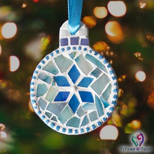 Glass Mosaic Christmas Tree Ornament - blue