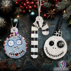 Üvegmozaik karácsonyfa dísz trió